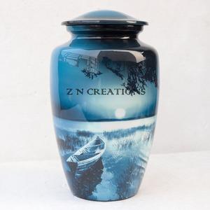 ผู้ผลิตโกศบรรจุอัฐิรูปเรือในภาพกลางคืนดวงจันทร์ โกศบรรจุอัฐิสำหรับบรรจุเถ้ากระดูกมนุษย์ โกศทองเหลืองทำมือตามสั่ง - Product Image 3