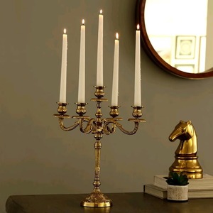 Golden Five-Arm Candelabra <b>Tapered</b> <b>Candle</b> Holder Decorative Home Decoration - Product Image 2