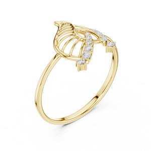 Anillos de oro macizo de 14k para mujer con diseño minimalista de diamantes de corte redondo y motivo esquelético, ideales para regalo, compromiso, aniversario, boda. - Product Image 3