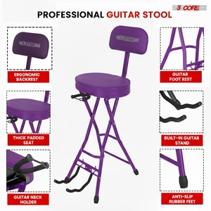 Taburete para Guitarra 5Core, Silla Acolchada de 3.15 Pulgadas con Respaldo, Asiento Musical Plegable con Reposapiés Integrado, Soporte para Guitarra - Product Image 5