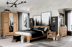 Buffet moderne de luxe rustique en bois massif avec poignées métalliques, meuble de rangement de style ferme moderne pour chambre et salle à manger - Product Image 5