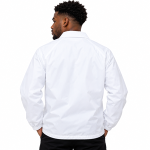 Phi Beta Sigma <b>White</b> <b>Men</b> Coach <b>Jacket</b> Embroidered Crest Snap Button Long Sleeve Lightweight Windbreaker with Pockets Fraternity - Product Image 2