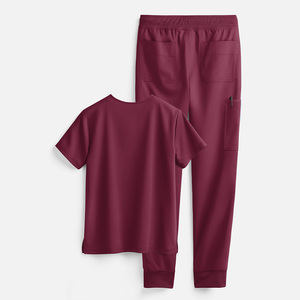 Comfortable Hospital Nurse Beauty Salon Medical Scrubs Uniform Straight Leg Pants Scrub <b>Top</b> and Trouser - Product Image 4