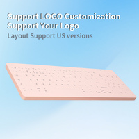 Clavier portable sans fil HengYu, 96 touches, membrane silencieuse, trois modes, étanche, USB Type-C, sans rétroéclairage, rose, pour tous les tablettes