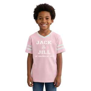 T-shirt Varsity pour jeunes Jack and Jill, col en V, manches courtes, style sportif, doux, confortable, décontracté, vêtements pour enfants, bleu - Product Image 3