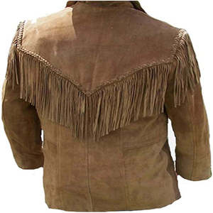 Custom Men's Cowboy Style <b>Suede</b> Leather <b>Jacket</b> with Fringes OEM/ODM Bone Work Front Logo <b>Jacket</b> Zipper Closure - Product Image 5