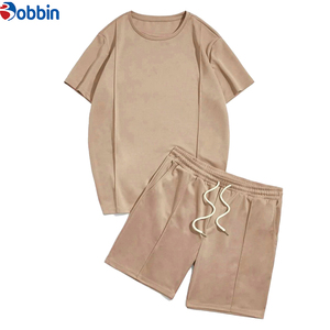 Ensemble T-shirt et short décontracté unisexe confortable, imprimé uni, grandes tailles, nouvelle collection été, personnalisable, ensemble de jogging respirant pour hommes - Product Image 6