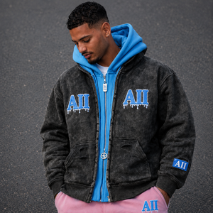 Premium Men's Double Layer Acid Wash Hoodies Sweatshirt Heavy Cotton Streetwear Custom OEM Clothing Factory Wholesale Supplier - Product Image 1