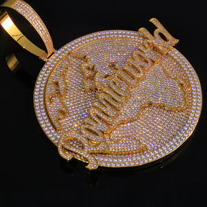 Collar de Lujo con Colgante Redondo de Mapa Mundial con Incrustaciones de Moissanita, Tono Dorado, Estilo Hip Hop, Joyería Personalizada con Nombre - Product Image 2