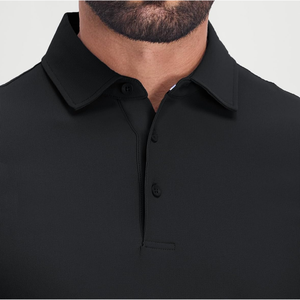 Polo pour homme noir à col boutonné, ourlet fendu, manches courtes, décontracté, professionnel, respirant, pour le golf - Product Image 3
