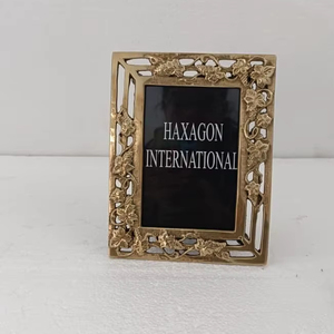 Decorative metal photo <b>frame</b> with antique brass finished and intricate floral designs perfect for elegant interiors - Product Image 3