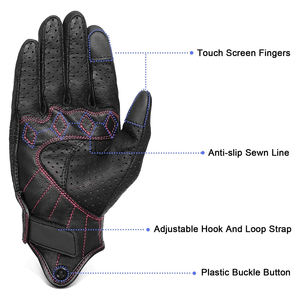 Guantes de Motocicleta de Invierno de Piel Auténtica con Pantalla Táctil, Protección para los Nudillos, Costuras Reforzadas, Guantes Deportivos de Carreras - Product Image 6