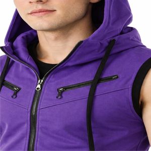 เสื้อกล้ามมีฮู้ดดีไซน์ล่าสุดปี 2026 สำหรับผู้ชาย มีกระเป๋าหน้าอก ระบายอากาศได้ดี แห้งเร็ว เป็นมิตรกับสิ่งแวดล้อม ผลิตจากผ้าสแปนเด็กซ์/คอตตอน เหมาะสำหรับวิ่งและออกกำลังกาย - Product Image 4