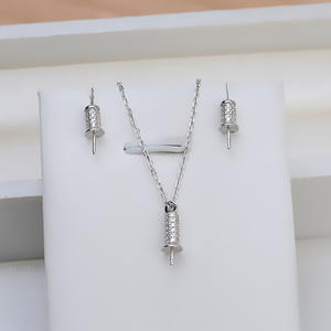 Ensemble de clous d'oreille et collier en argent S925, bijoux de mode personnalisés à faire soi-même avec un pendentif en perle, accessoires 1356 - Product Image 2