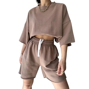 Premium Casual Plain Shorts Shirt 2025 Elegante verano Conjunto de 2 piezas Mujeres 100% Algodón Transpirable Conjuntos de mujer - Product Image 1