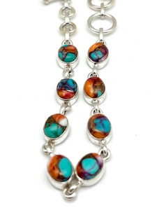 Bracelet ajustable en argent sterling 925 avec turquoise naturelle, 7-8 pouces, bijoux en pierres précieuses faits à la main pour hommes et femmes - Product Image 2