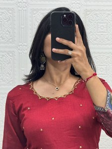 NOIIR PIGEON <b>Womens</b> Premium Vichitra Silk Muslin <b>Kurta</b> Handwork Designer Lace Dupatta Wrinkle-Free Quick-Dry Floor-Length - Product Image 2