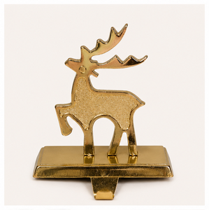 Premium Aluminium Metal Reindeer <b>Stocking</b> Hanger Durable Gold Finish Christmas Mantle Hook Decorative Standing Deer For Home - Product Image 3