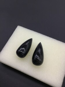 54,10 carats d'obsidienne noire naturelle, lot de 1 paire, gouttes simples percées sur le côté, naturelles, pour la fabrication de bijoux fins, pierres précieuses - Product Image 5