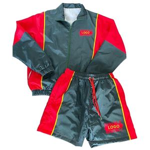 Ensemble deux pièces streetwear homme automne : veste coupe-vent en nylon à capuche et short, avec broderie logo unie – Vente en gros - Product Image 1