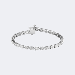 Bracelet tennis de luxe plaqué or 18 carats avec diamant de laboratoire taille poire couleur E de 6,20 CTW, serti trois griffes en forme de panier - Product Image 2