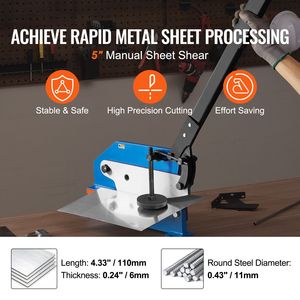 Cesoia Manuale da Banco per Lamiera Metallica da 5 Pollici, Materiale Q235, Modello HS 5, per Lavorazioni Artigianali, Usata con Componenti a Ingranaggi - Product Image 5