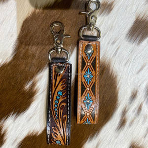 มือแกะสลัก Toled พวงกุญแจหนังลายนูนดอกไม้พิมพ์หนัง Key แหวนหนัง Toled อุปกรณ์เสริมพวงกุญแจน่ารักสําหรับชาย - Product Image 2