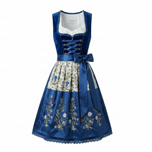 Vestido Dirndl Alemán Premium, Traje Bávaro para Oktoberfest, Venta al por Mayor, Vestido Midi con Delantal de Terciopelo y Bordado Floral Tradicional para Mujer - Product Image 1