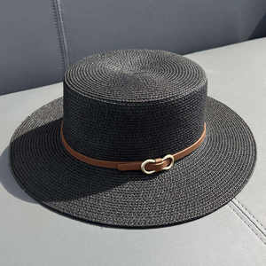 Chapeau de soleil plat à large bord de haute qualité pour femme, idéal pour la plage et les voyages, chapeau de paille tendance pour l'été - Product Image 6