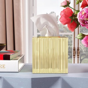 Modern <b>Black</b> Metal Tissue Box Cover Square Design Free Standing Bathroom Accessory - Product Image 4