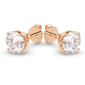 Boucles d'oreilles clous REYES classiques en argent sterling 925 avec moissanite, plaqué or rose 14 carats, bijoux fins pour mariage, prix de gros - Product Image 2