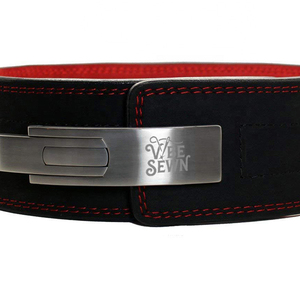 VBE SEWN Leather Weightlifting <b>Belt</b> Black Red Adjustable <b>Waist</b> Support for Strength Training Powerlifting Gym Use - Product Image 5