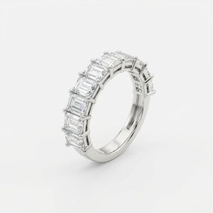 <b>Emerald</b> Cut Lab Grown Diamond Women's Engagement <b>Ring</b> IGI Certified Sterling <b>Silver</b> Party Gift Eternity Wedding Band - Product Image 1