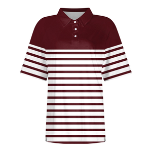 Direct Factory Made Summer Friendly Women's Striped Polo Shirts Custom Design Color Size Turn Down Collar Stylish Polo Shirts - Product Image 1