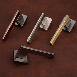 Modern Simple Style Door Handles Premium Metal Lever Pull Set Fit for 35mm to 50mm Thickness Doors in Silver, <b>Grey</b>, and Gold - Product Image 1