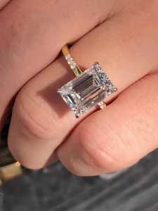 14K <b>Gold</b> Emerald Cut Engagement <b>Ring</b> Bridal <b>Set</b> IGI Certified F VS Lab Grown 2mm Width Bands Custom Fine Jewelry Factory Price - Product Image 6