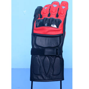 ถุงมือมอเตอร์ไซค์หนังวัวสีแดงดำแบบสั่งทำพิเศษสำหรับฤดูหนาว  แบบเต็มนิ้ว พร้อมแผ่นป้องกันข้อนิ้ว - Product Image 6