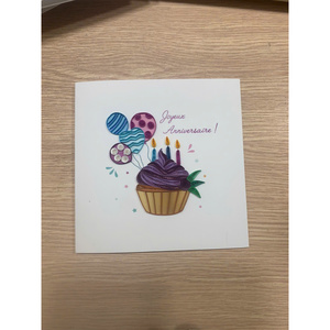 Pop-Up 3D Paper Quilling <b>Birthday</b> <b>Card</b> with Cupcake Balloon Design Gold Stamping A6 <b>Boxed</b> - Product Image 2