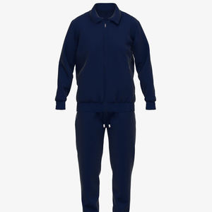 Veste de survêtement marine pour homme avec fermeture éclair intégrale, col rabattable, poches latérales, respirante, décontractée, coupe classique, saison automne - Product Image 3