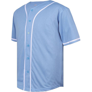 Light Blue Mesh Baseball <b>Jersey</b> <b>Short</b> Sleeve Button Front Unisex Breathable Sport Apparel Adult Regular Fit - Product Image 2