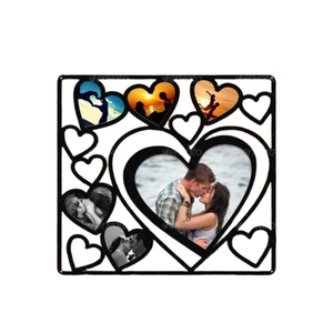 Marco de collage multifoto en forma de corazón para decoración de pared, elegante regalo de metal para bodas y aniversarios para parejas, imagen de historia de amor. - Product Image 1