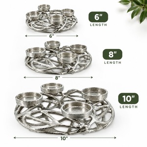 Ensemble de 4 bougeoirs en métal faits à la main, décor de table circulaire moderne pour table à manger, décoration de la maison, hôtel, restaurant - Product Image 4