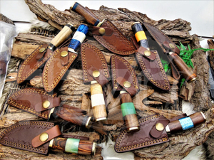 Couteaux de chasse Damas à prix réduit, couteau à lame fixe forgé, couteau de camping avec manche personnalisé en bois et laiton pour les détaillants - Product Image 6