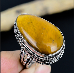 แหวนปรับขนาดได้ประดับอัญมณีทำมือ: เครื่องประดับวินเทจ - Product Image 3