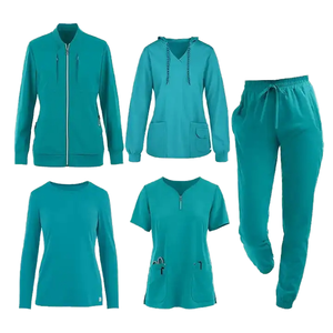 Combinaison de travail pour femmes, col en V, pantalon de jogging, uniforme de travail en tricot pour l'hôpital - Product Image 6