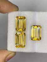 Pierre précieuse naturelle Citrine Jaune, paire d'octogones, taille à facettes, pierre libre 10x15mm, effet de changement de couleur, qualité excellente, grade rare pour la joaillerie