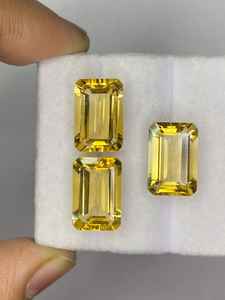 พลอยซิทรินธรรมชาติทรงแปดเหลี่ยมคู่ สีเหลือง ซิทรินเจียระไนทรงเหลี่ยม ขนาด 10x15 มม. สำหรับทำเครื่องประดับ - Product Image 5