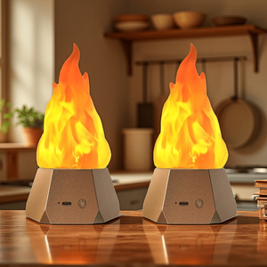 2 bougies LED sans flamme, rechargeables par USB, effet de flamme réaliste 3D, pour la décoration de la maison, du jardin et du camping - Product Image 1