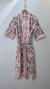 Robe kimono en coton, imprimé à la main, paréo de plage, vêtements de détente bohèmes pour femmes - Product Image 2