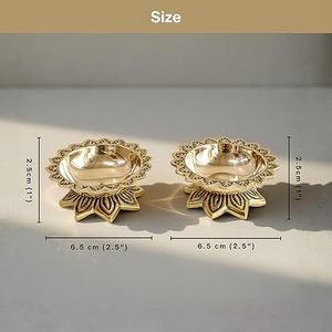 Brass <b>Oil</b> <b>Lamp</b> Diya With Lotus Design Heat Resistant For Religious Activities - Product Image 3